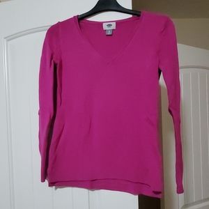 Fuchsia v neck Old Navy sweater